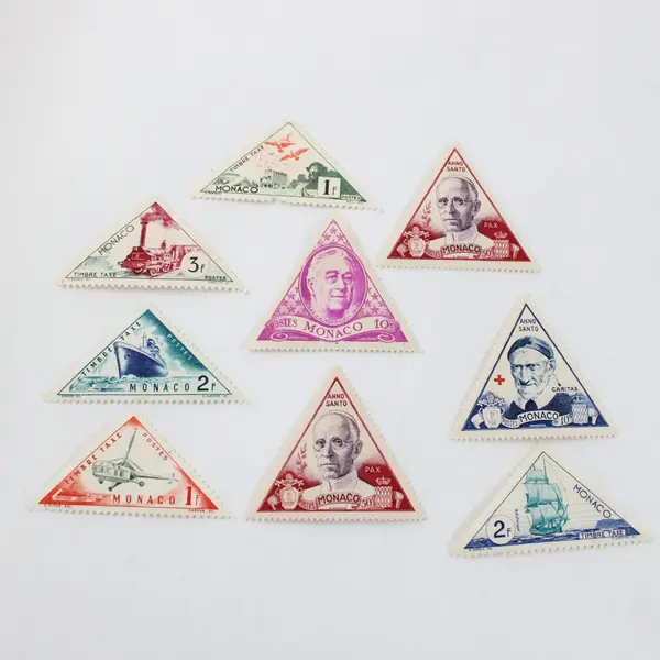 Lot Of 9 Monaco 1950s Triangle Stamps Mint Hinged