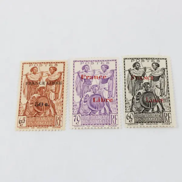 Lot Of 3 Free French Somali Coast 1942 Stamps SC #187-189 Mint Hinged