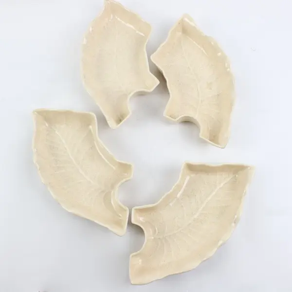 Vintage USA Pottery Sculpted Leaf Shaped Trays