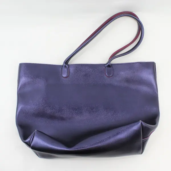 Bath & Body Works Blue Violet VIP L Tote Bag Faux Leather Finish Magenta Lining