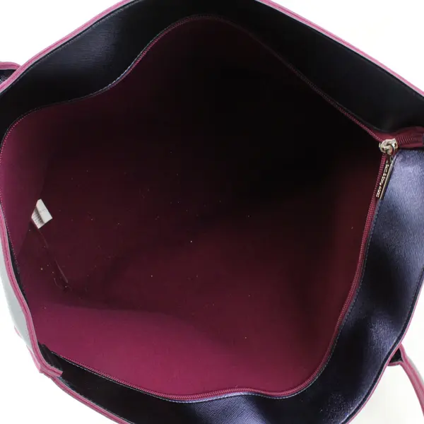 Bath & Body Works Blue Violet VIP L Tote Bag Faux Leather Finish Magenta Lining