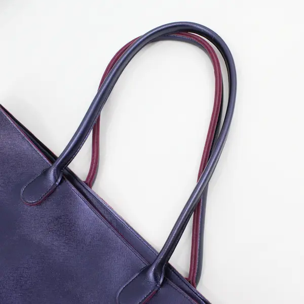 Bath & Body Works Blue Violet VIP L Tote Bag Faux Leather Finish Magenta Lining