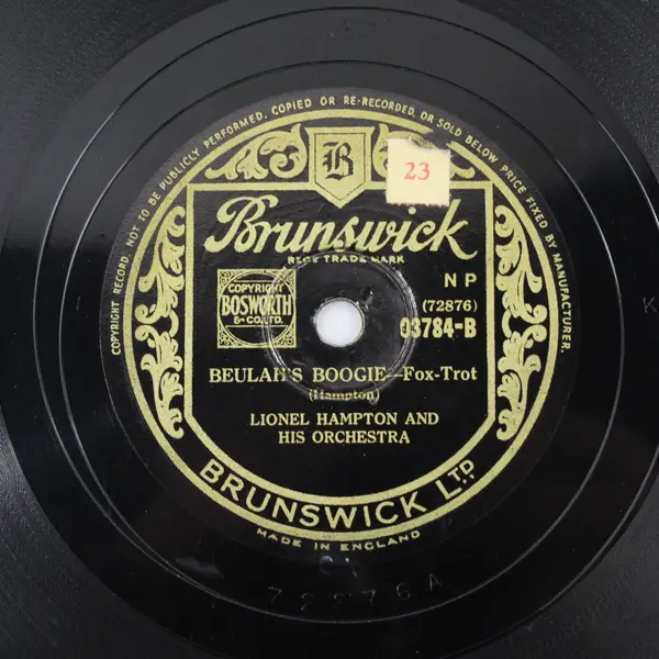 Brunswick 78 RPM Shellac 10" Record Lionel Hampton Beulah's Boogie 03784-A/B