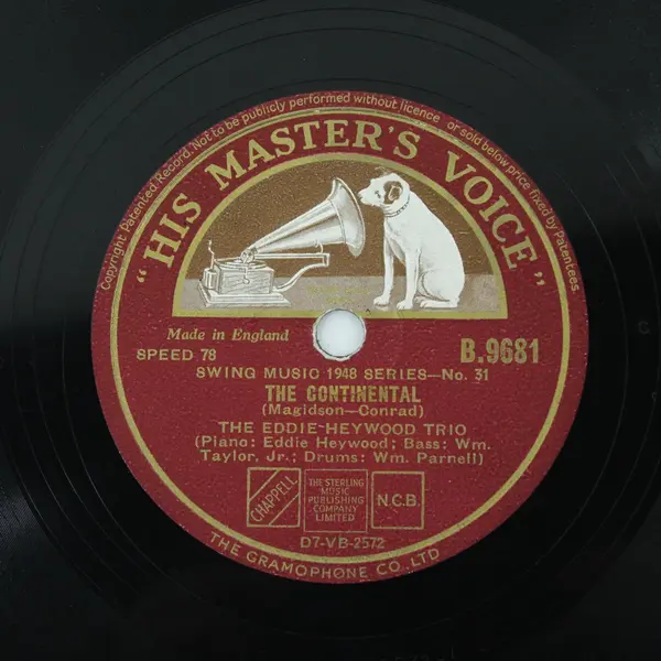 His Master's Voice Eddie Heywood 78RPM Shellac 10" Heywood's Boogie/Continental