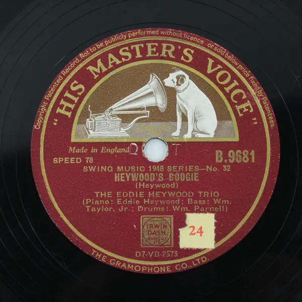 His Master's Voice Eddie Heywood 78RPM Shellac 10" Heywood's Boogie/Continental