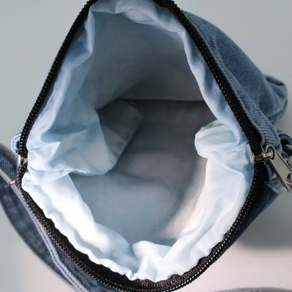 Handmade Upcycled Light Wash Denim Pocket Crossbody Satchel Bag