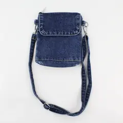 Denim Upcycled Crossbody Satchel Bag Dark Wash Jean Pocket Purse Handmade Unique
