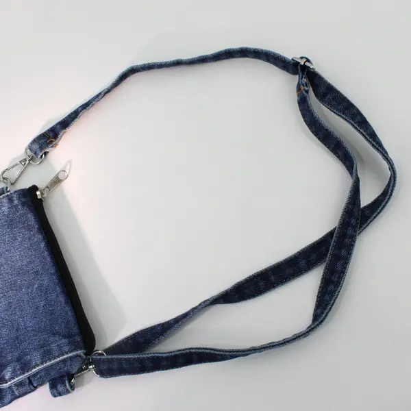 Denim Upcycled Crossbody Satchel Bag Dark Wash Jean Pocket Purse Handmade Unique
