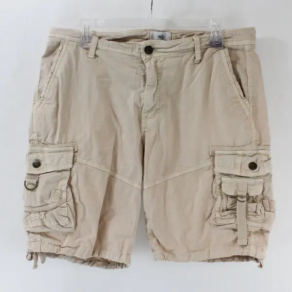 Four Steeds Womens Cargo Shorts Size 12 Beige Hiking Outdoor Multiple Pockets 