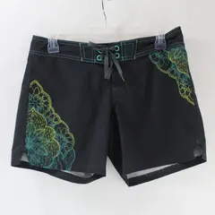 Prana Grey and Yellow-Teal Gradient Floral Design Active Shorts Sz S Y2K Look