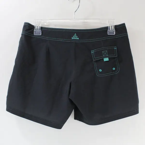 Prana Grey and Yellow-Teal Gradient Floral Design Active Shorts Sz S Y2K Look