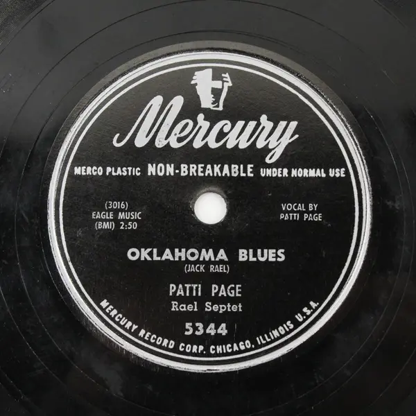 Mercury 5344 Patti Page Qtr 10" 33RPM With My Eyes Wide Open/Oklahoma Blues