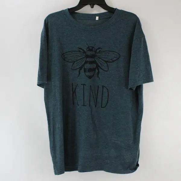 Dark Teal Short Sleeve Womens Shirt XL With Black "Bee Kind" Graphic