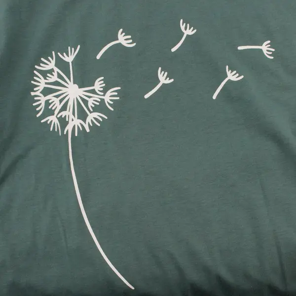 Green Short Sleeve Shirt With White Dandelion Graphic Womens Size X-Large 
