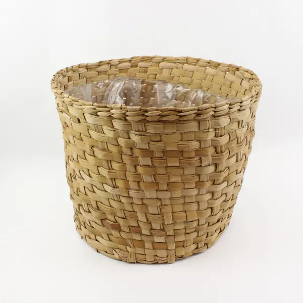 Woven Basket Natural Tan Cylindrical Storage Organizer 12in High