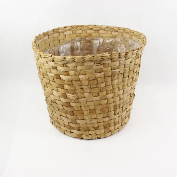 Woven Basket Natural Tan Cylindrical Storage Organizer 12in High