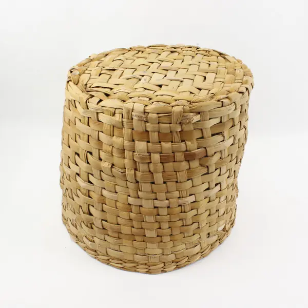 Woven Basket Natural Tan Cylindrical Storage Organizer 12in High