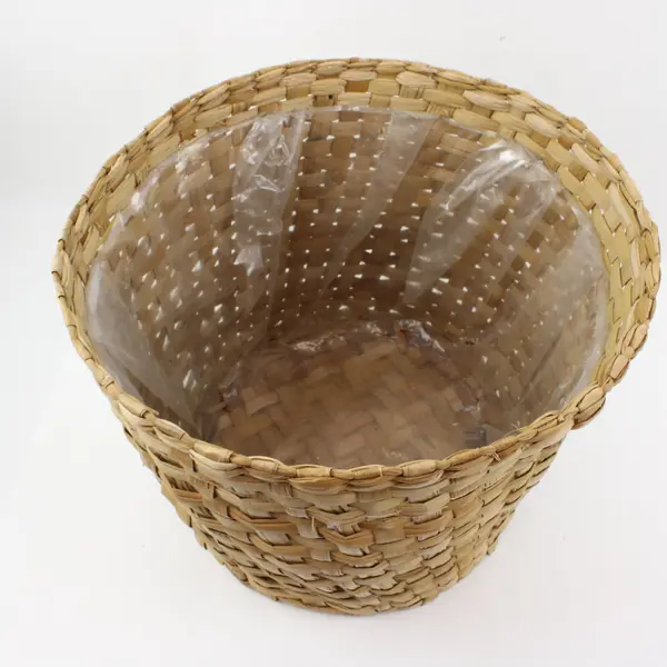 Woven Basket Natural Tan Cylindrical Storage Organizer 12in High