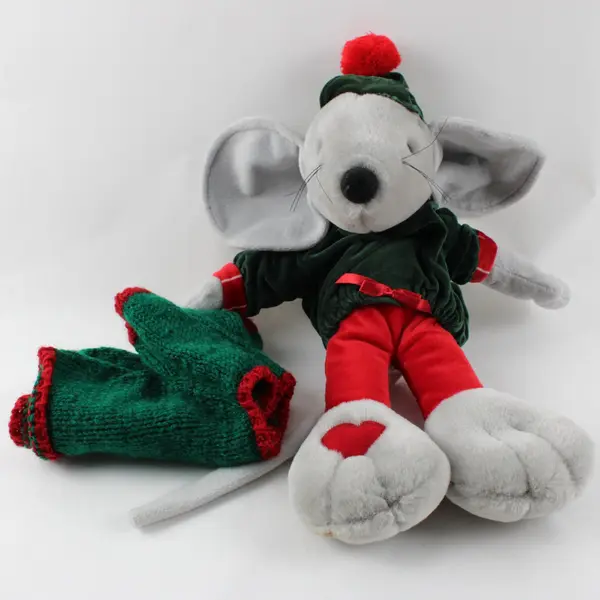 Vintage Commonwealth 1990 Holiday Plush Mouse Christmas Stuffed Animal