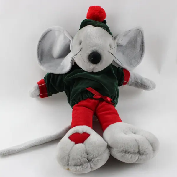 Vintage Commonwealth 1990 Holiday Plush Mouse Christmas Stuffed Animal