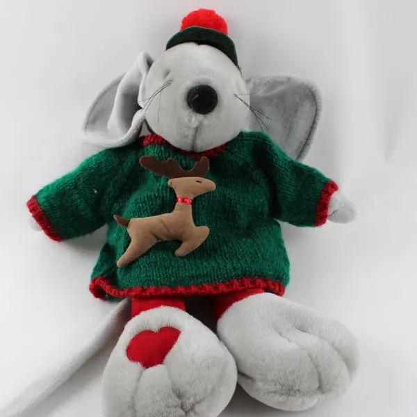 Vintage Commonwealth 1990 Holiday Plush Mouse Christmas Stuffed Animal