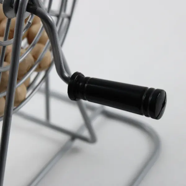 Classic Metal Wire Bingo Cage with Wooden Balls Tabletop Game Set