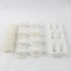 Vintage Tupperware Ice Tups Popsicle Mold Set White Bases Handles Set of 6