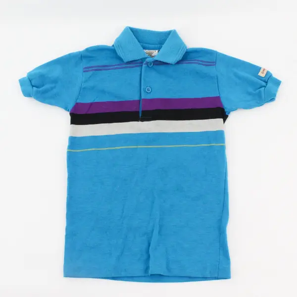 Boys Size 5 Multicolor Striped Cheetah Polo Shirt FLAWED