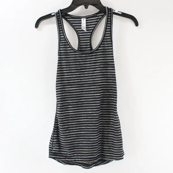 90 Degree by Reflex Women's Racerback Tank Black Gray Striped XS