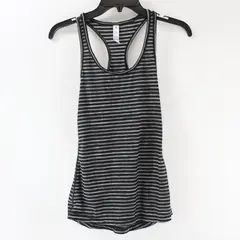 90 Degree by Reflex Women's Racerback Tank Black Gray Striped XS