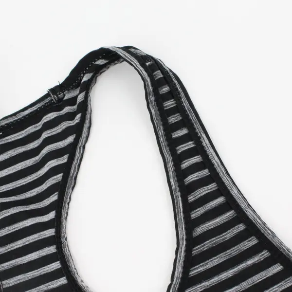 90 Degree by Reflex Women's Racerback Tank Black Gray Striped XS