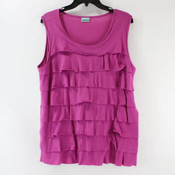 Sara Morgan Women's Fuchsia Tiered Sleeveless Tank Top 2XL