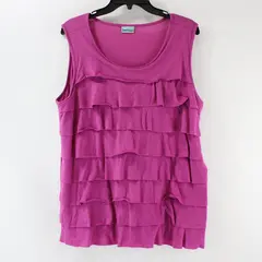 Sara Morgan Women's Fuchsia Tiered Sleeveless Tank Top 2XL