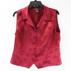 R&K Originals Women's Wine Red Asian-Inspired Button-Up Vest Size 10 FLAWED
