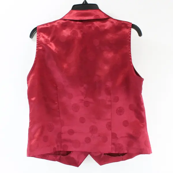 R&K Originals Women's Wine Red Asian-Inspired Button-Up Vest Size 10 FLAWED