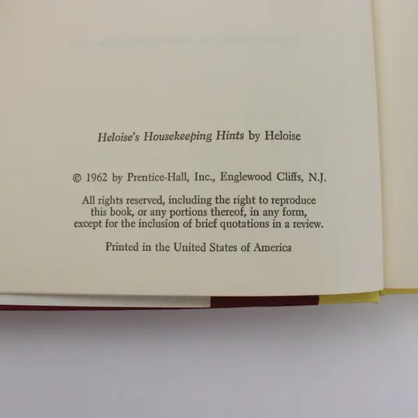 Heloise's Housekeeping Hints 1962 Hardcover Dust Jacket Book Club Edition