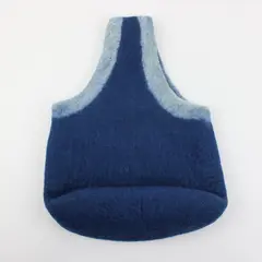 Unbranded Blue Felt Hobo Handbag Purse Zipper Closure 12x10x4 in Pre-Owned