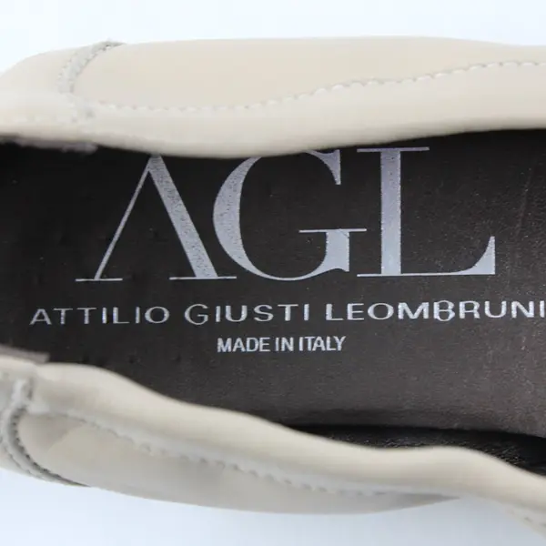 AGL Women's Beige Leather Faux Snakeskin Ballet Flats Size 38 (7)