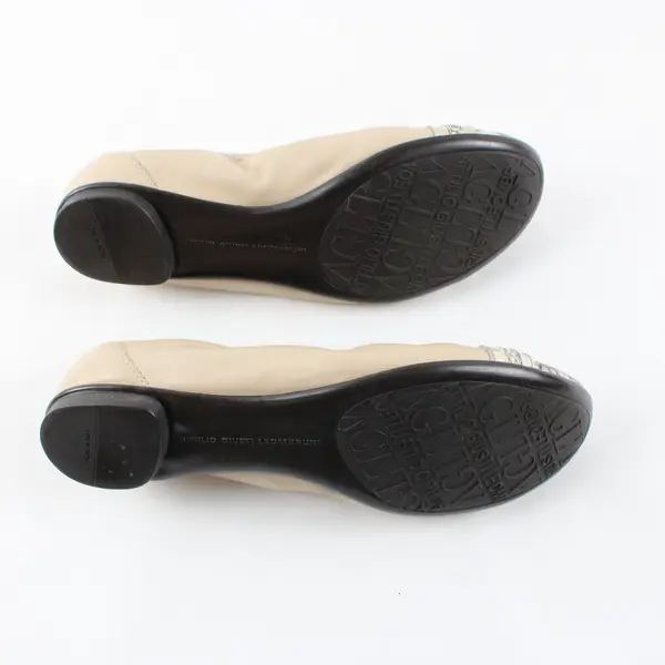 AGL Women's Beige Leather Faux Snakeskin Ballet Flats Size 38 (7)