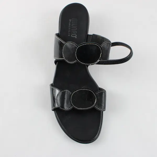 Munro American Women's Black Faux Leather Strappy Sandals Size 9.5
