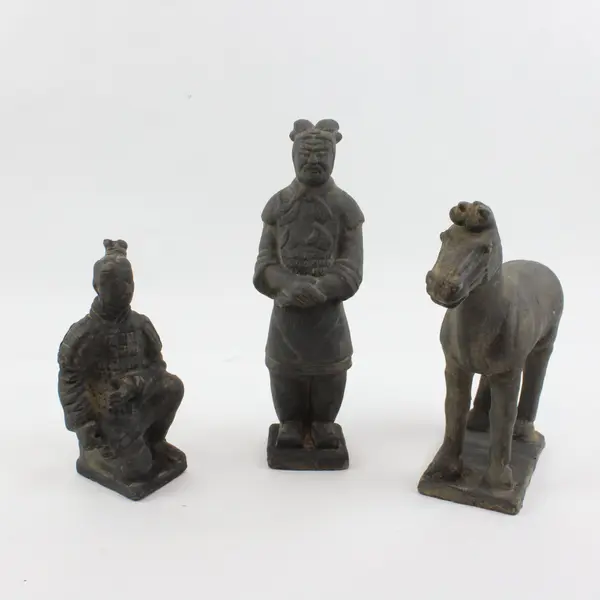 Set of 3 Replica Terracotta Army Figurines Qin Dynasty Cavalry Horse