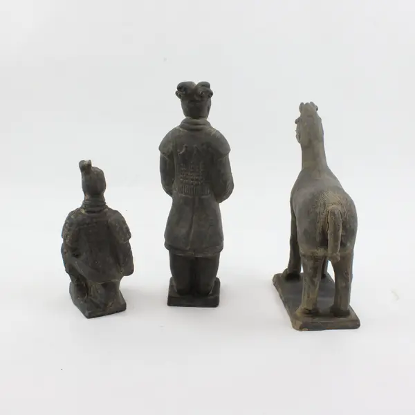 Set of 3 Replica Terracotta Army Figurines Qin Dynasty Cavalry Horse