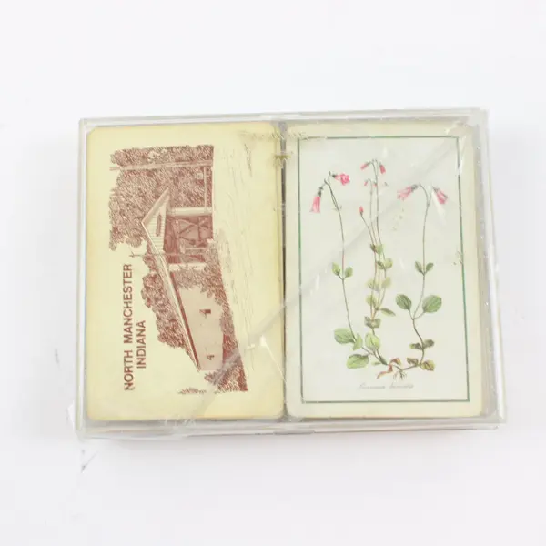 Lot of 2 Playing Card Decks North Manchester Indiana & Linnaea Borealis