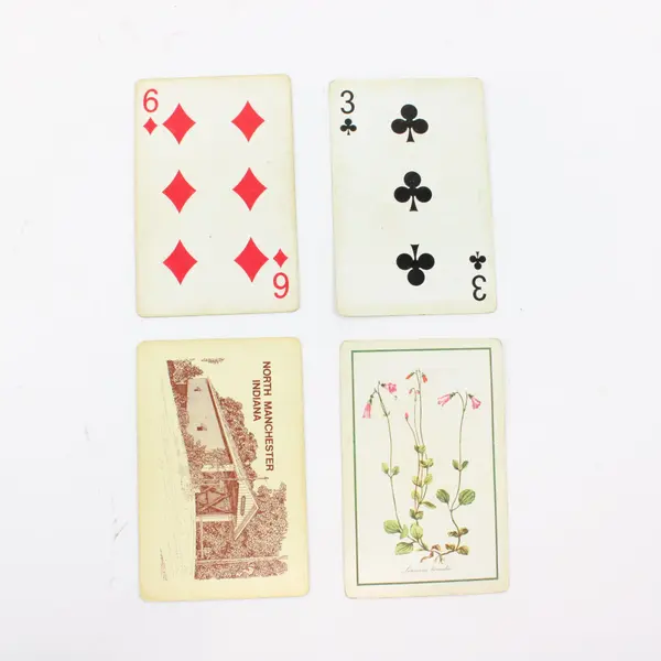 Lot of 2 Playing Card Decks North Manchester Indiana & Linnaea Borealis