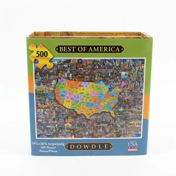 Eric Dowdle Best of America USA Map Folk Art 500 Piece Jigsaw Puzzle