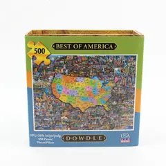 Eric Dowdle Best of America USA Map Folk Art 500 Piece Jigsaw Puzzle
