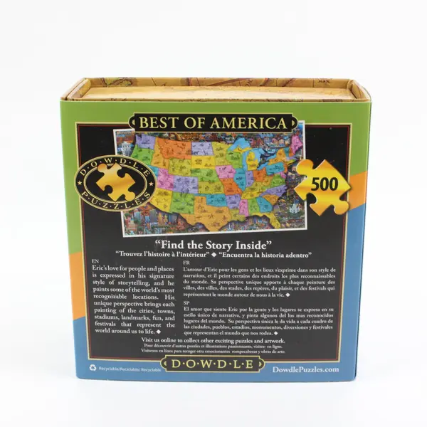 Eric Dowdle Best of America USA Map Folk Art 500 Piece Jigsaw Puzzle