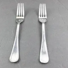 Amazon Basics Pearled Edge Dinner Forks Set of 2 Used