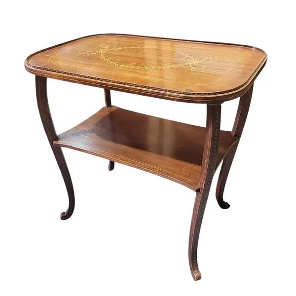 Vintage Mahogany Tray Table Removable Glass Brass Handles - Local Pickup Only