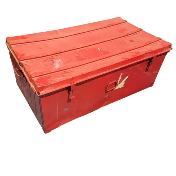 Red Metal Rolling Storage Trunk Chest on Wheels Pull Handle - Local Pickup Only